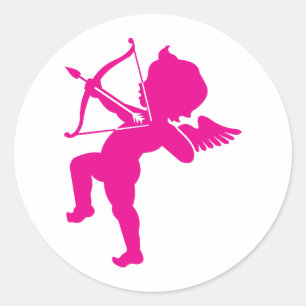 Cupid - Hot Pink Cupid's Bow and Arrow of Love Classic Round Sticker
