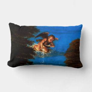 Cupid In Blue Sky Pours a Cascade of White Flowers Lumbar Pillow