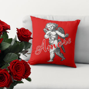 Cupid in Love Romantic Vintage Throw Pillow