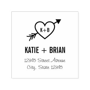 Cupid Initials Personalized Rubber Stamp