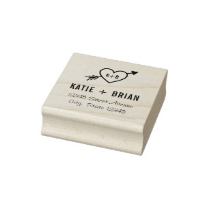 Cupid Initials Personalized Wood Stamp