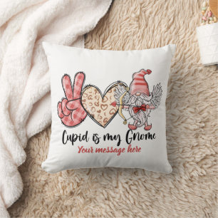 Cupid is my Gnome Personalized Valentines Throw Pillow