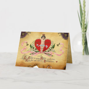 CUPID KING OF HEARTS ,RED WAX SEAL Valentine's Day Holiday Card