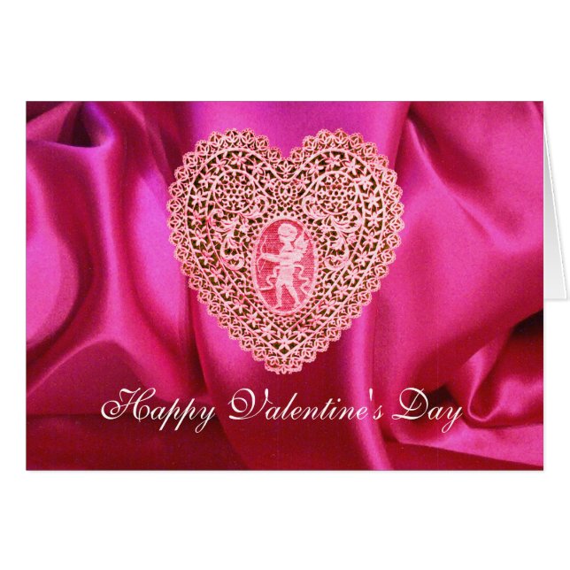 CUPID LACE COEUR SILK FUCHSIA VÊTEMENT, Rouge rose (Devant horizontal)