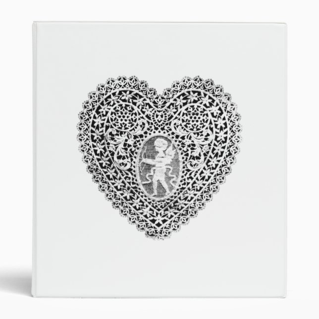 CUPID LACE HEART  ,black and  white ,pink Binder (Front)