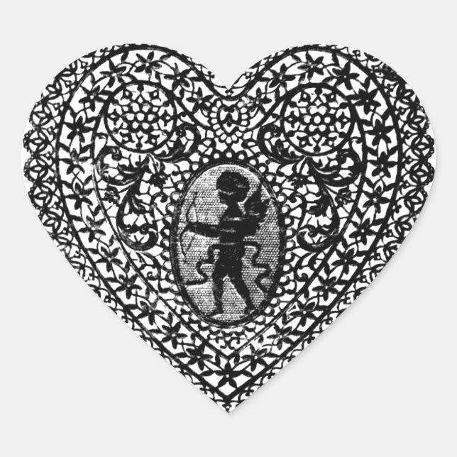 CUPID LACE HEART HEART STICKER (Front)