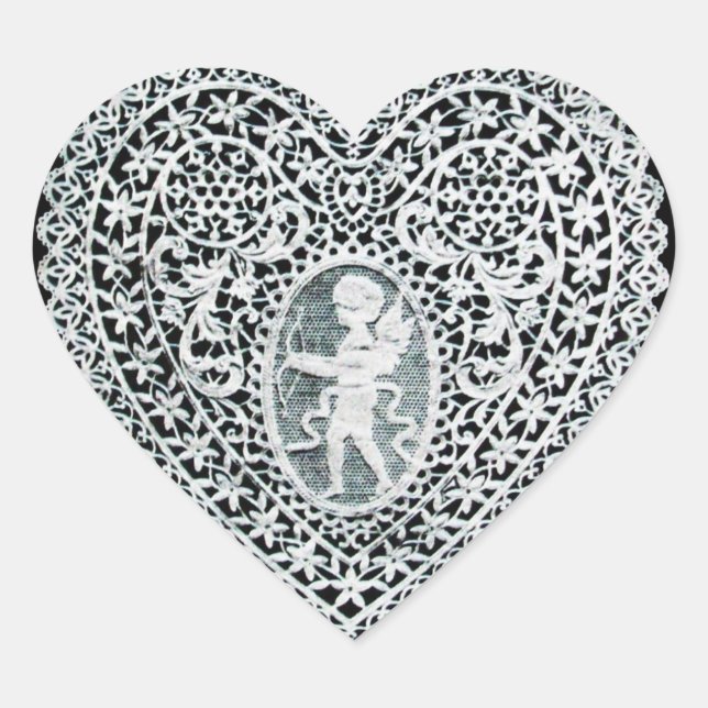 CUPID LACE HEART HEART STICKER (Front)