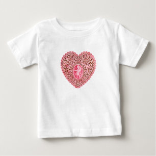 CUPID LACE HEART, Pink Red Baby T-Shirt