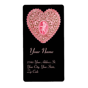 CUPID LACE HEART,pink red black