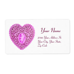 CUPID LACE HEART,pink violet white