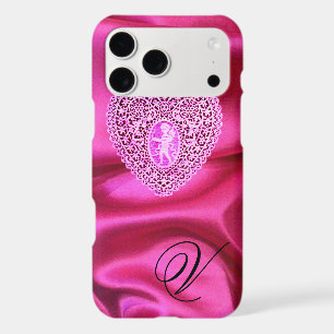 CUPID LACE HEART SILK PINK FUCHSIA CLOTH MONOGRAM
