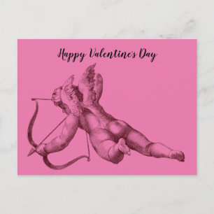 Cupid l'ange dans la carte rose de Saint-Valentin