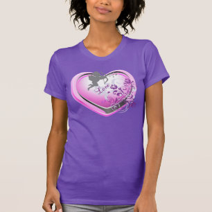 Cupid Love Pink Floral Heart Purple T-Shirt