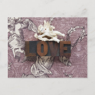 cupid love word postcard