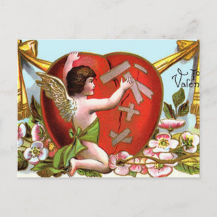 Cupid Mending Broken Heart Holiday Postcard