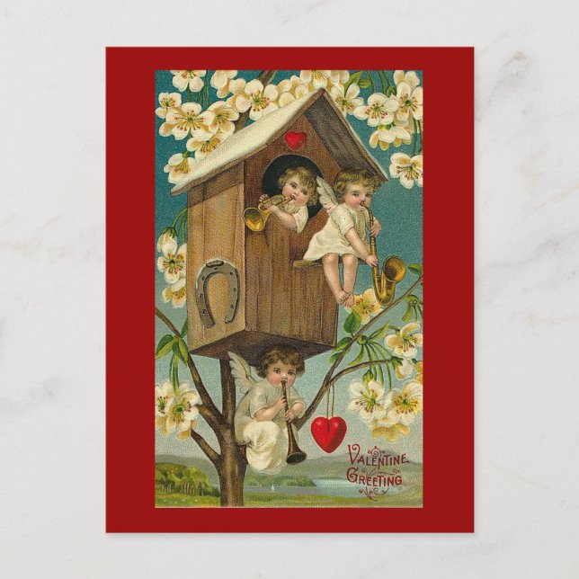 Cupid Musicians in A Treehouse Postcard (Front)