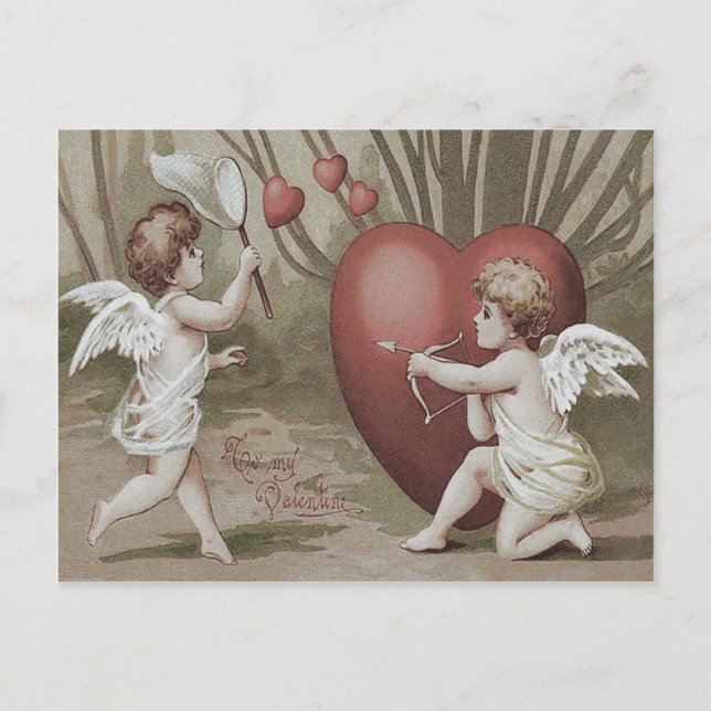 Cupid Net Heart Bow Arrow Postcard (Front)