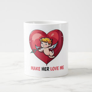 Cupid on Red Heart Large Coffee Mug