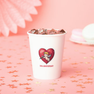 Cupid on Red Heart Paper Cups
