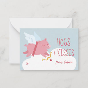 Cupid Pig Activity Classroom Valentine Card
