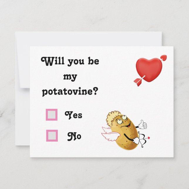 Cupid Potato Vine Check Yes or No Holiday Card (Front)