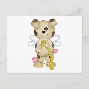 cupid puppy dog sweet valentine holiday postcard