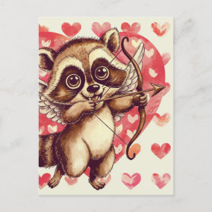 Cupid Raccoon Postcard