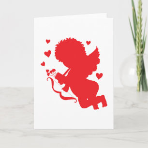 Cupid Red Silhouette Holiday Card