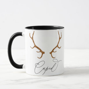 Cupid Reindeer Antlers Christmas Mug