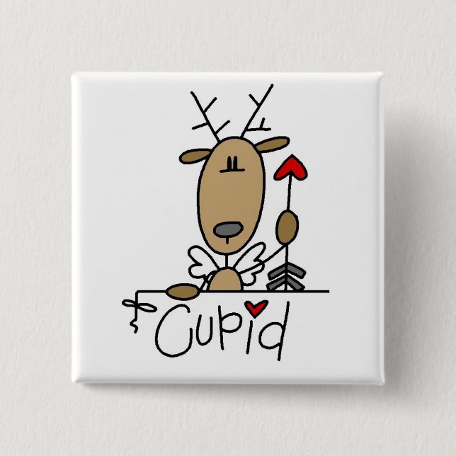 Cupid Reindeer Tshirts and Gifts 2 Inch Square Button (Front)