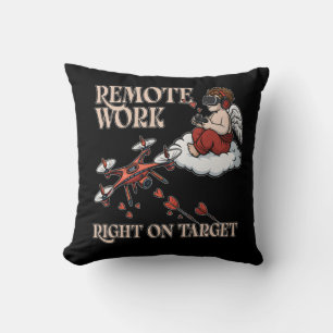 Cupid Remote Work, Valentine’s Day Throw Pillow