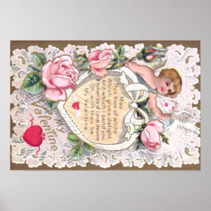 Cupid Roses Rose Dove Heart Arrow Poster