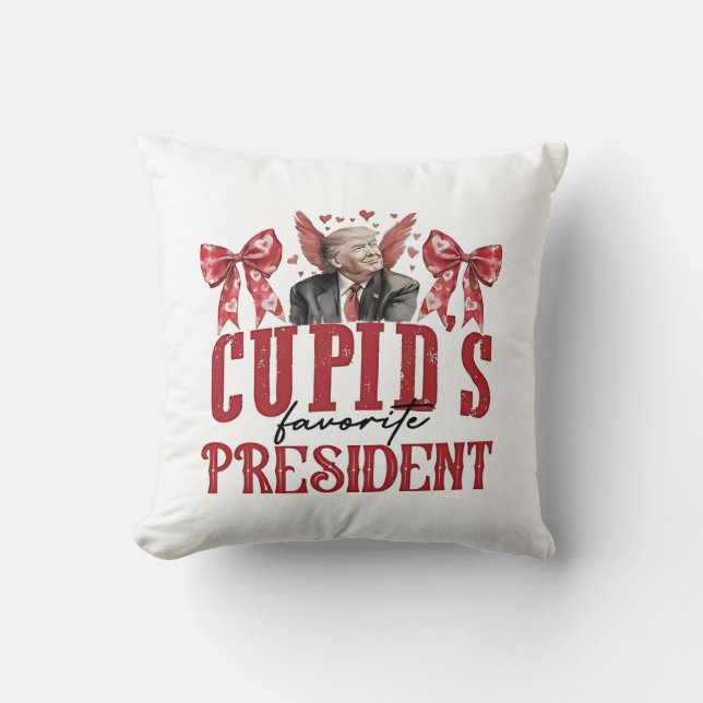 Cupid’s Favourite President Valentine Trump  Throw Pillow (Front)