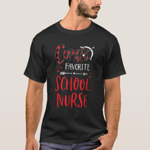 Cupid s Favourite School Nurse Red Plaid Valentine T-Shirt