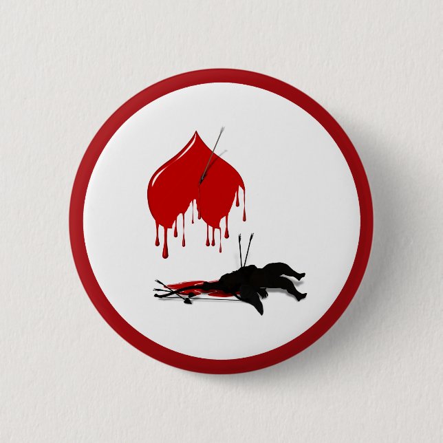 Cupid Shot Down (Anti-Valentine) 2 Inch Round Button (Front)