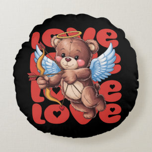 Cupid Teddy Bear – Valentine’s Day Love Round Pillow
