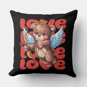 Cupid Teddy Bear – Valentine’s Day Love Throw Pillow