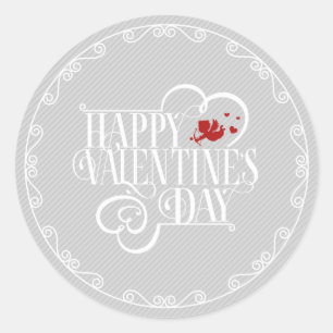 Cupid Typography Valentine's Day White ID736 Classic Round Sticker