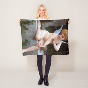 Cupid with a Butterfly, Bouguereau Fleece Blanket