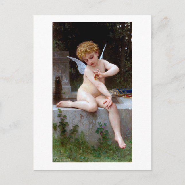 Cupid with a Butterfly, Bouguereau Postcard (Front)