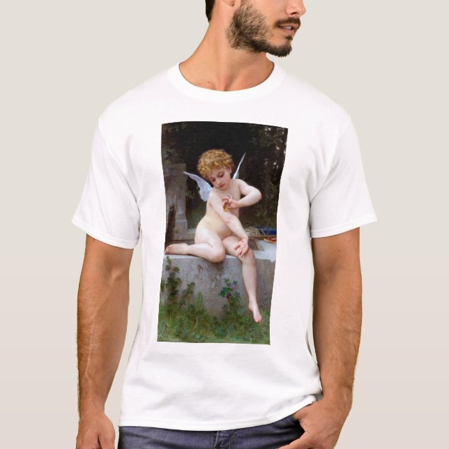 Cupid with a Butterfly, Bouguereau T-Shirt (Front)