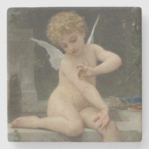 Cupid With a Butterfly (by Bouguereau) Stone Coaster