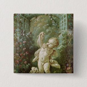 Cupid with Grapes 2 Inch Square Button