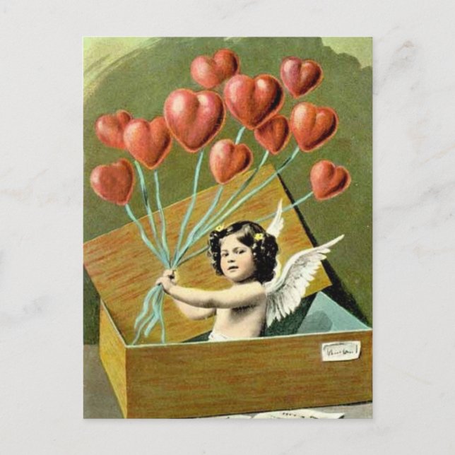 Cupid with Heart Bouquet Postcard (Front)