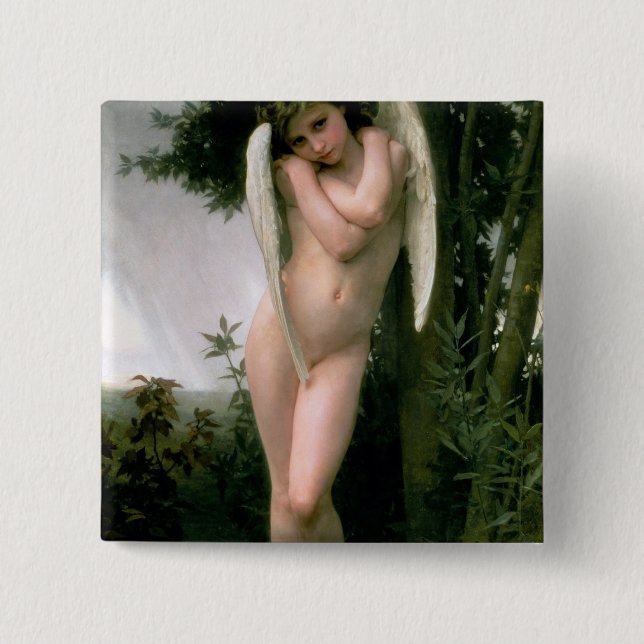 Cupidon, 1891 2 inch square button (Front)