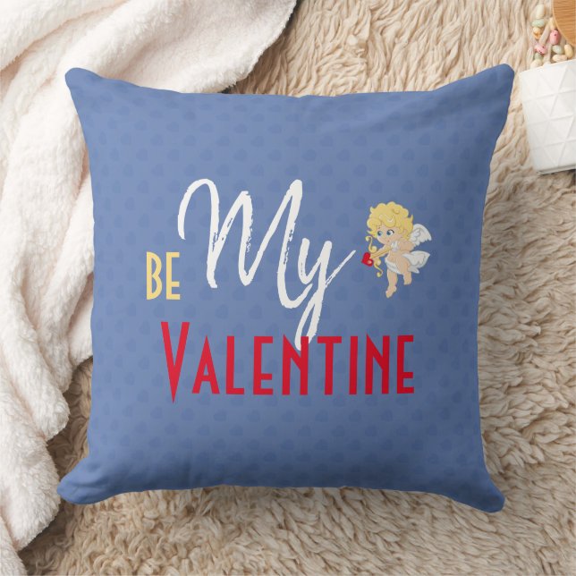 Cupid's Arrow Be My Valentine Hearts Personalized Throw Pillow (Blanket)