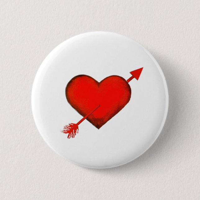 Cupid's Arrow Red on White Button (Front)