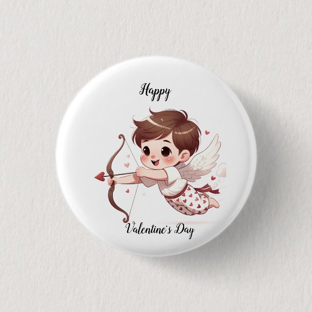 Cupid's Arrow Valentine's Day 1 Inch Round Button (Front)