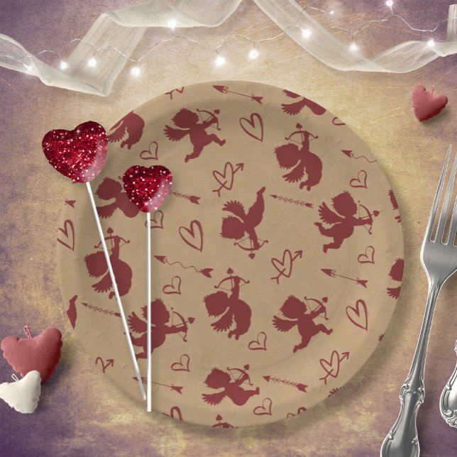 Cupids Arrows and Hearts ID630 Paper Plate (Creator Uploaded)