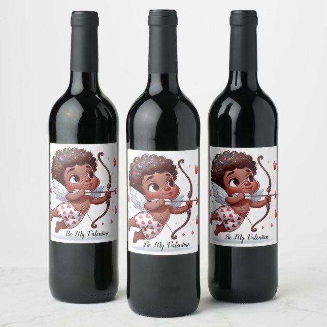 Cupid's Charm Be My Valentine  Wine Label (Bottles)